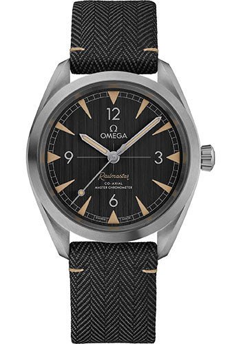 Omega Seamaster Railmaster Omega Co-Axial Master Chronometer Watch – 40 mm Steel Case – Vertically Brushed Black Dial – Two-Tone Grey Coated Nylon Fabric Strap – 220.12.40.20.01.001