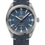 Omega Seamaster Railmaster Omega Co-Axial Master Chronometer Watch – 40 mm Steel Case – Vertically Brushed Blue Jeans Dial – Blue Denim And Leather Nato Strap – 220.12.40.20.03.001