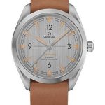 Omega Seamaster Railmaster Omega Co-Axial Master Chronometer Watch – 40 mm Steel Case – Vertically Brushed Grey Dial – Brown Leather Nato Strap – 220.12.40.20.06.001