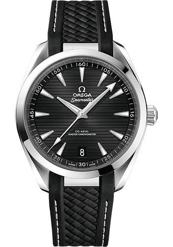 Omega Aqua Terra 150M Co-Axial Master Chronometer Watch – 41 mm Steel Case – Black Dial – Black Structured Rubber Strap – 220.12.41.21.01.001