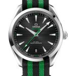 Omega Aqua Terra 150M Co-Axial Master Chronometer Golf Edition Watch – 41 mm Steel Case – Black Dial – Black And Green Striped Nato Strap – 220.12.41.21.01.002