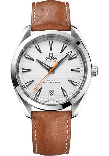 Omega Aqua Terra 150M Co-Axial Master Chronometer Watch – 41 mm Steel Case – Silvery Dial – Brown Leather Strap – 220.12.41.21.02.001