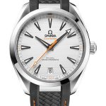 Omega Aqua Terra 150M Co-Axial Master Chronometer Watch – 41 mm Steel Case – Silvery Dial – Grey Structured Rubber Strap – 220.12.41.21.02.002