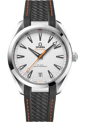 Omega Aqua Terra 150M Co-Axial Master Chronometer Watch – 41 mm Steel Case – Silvery Dial – Grey Structured Rubber Strap – 220.12.41.21.02.002