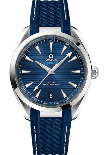 Omega Aqua Terra 150M Co-Axial Master Chronometer Watch – 41 mm Steel Case – Blue Dial – Blue Structured Rubber Strap – 220.12.41.21.03.001