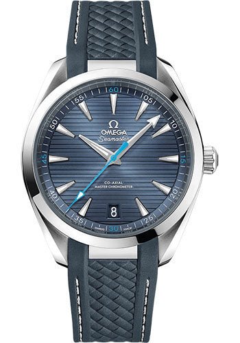 Omega Aqua Terra 150M Co-Axial Master Chronometer Watch – 41 mm Steel Case – Blue Dial – Grey Structured Rubber Strap – 220.12.41.21.03.002