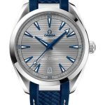 Omega Aqua Terra 150M Co-Axial Master Chronometer Watch – 41 mm Steel Case – Grey Dial – Blue Structured Rubber Strap – 220.12.41.21.06.001