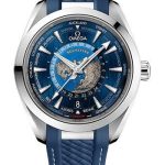 Omega Seamaster Aqua Terra 150M Omega Co-Axial Master Chronometer GMT Worldtimer – 43 mm Steel Case – Blue Dial – Blue Rubber Strap – 220.12.43.22.03.001