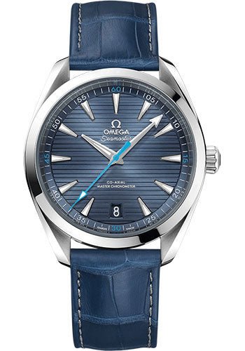 Omega Aqua Terra 150M Co-Axial Master Chronometer Watch – 41 mm Steel Case – Blue Dial – Blue Leather Strap – 220.13.41.21.03.002