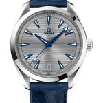 Omega Aqua Terra 150M Co-Axial Master Chronometer Watch – 41 mm Steel Case – Grey Dial – Blue Leather Strap – 220.13.41.21.06.001