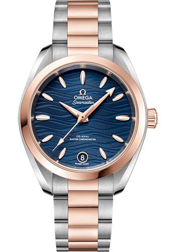 Omega Seamaster Aqua Terra 150M Co-Axial Master Chronometer Watch – 34 mm Steel And Sedna Gold Case – Waved Blue Dial – 220.20.34.20.03.001