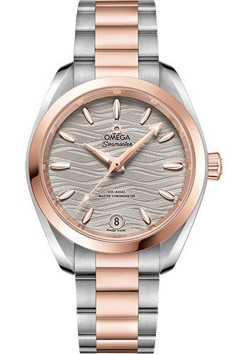 Omega Seamaster Aqua Terra 150M Co-Axial Master Chronometer Watch – 34 mm Steel And Sedna Gold Case – Waved Agate Grey Dial – 220.20.34.20.06.001