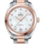 Omega Seamaster Aqua Terra 150M Co-Axial Master Chronometer Watch – 34 mm Steel And Sedna Gold Case – White Mother-Of-Pearl Diamond Dial – 220.20.34.20.55.001