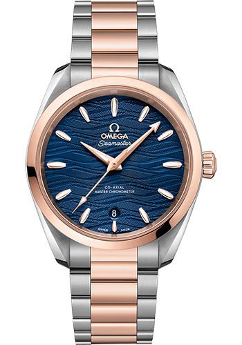Omega Seamaster Aqua Terra 150M Co-Axial Master Chronometer Ladies Watch – 38 mm Steel And Sedna Gold Case – Waved Blue Dial – 220.20.38.20.03.001
