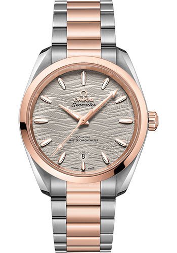 Omega Seamaster Aqua Terra 150M Co-Axial Master Chronometer Ladies Watch – 38 mm Steel And Sedna Gold Case – Waved Agate Grey Dial – 220.20.38.20.06.001
