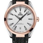Omega Aqua Terra 150M Co-Axial Master Chronometer Watch – 41 mm Steel And Sedna Gold Case – Silvery Dial – Black Structured Rubber Strap – 220.22.41.21.02.001