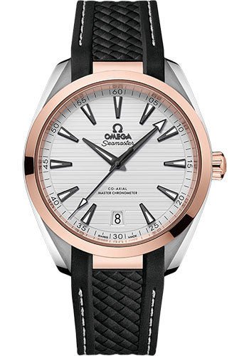 Omega Aqua Terra 150M Co-Axial Master Chronometer Watch – 41 mm Steel And Sedna Gold Case – Silvery Dial – Black Structured Rubber Strap – 220.22.41.21.02.001