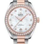 Omega Seamaster Aqua Terra 150M Co-Axial Master Chronometer Watch – 34 mm Steel And Sedna Gold Case – Diamond-Set Bezel – White Mother-Of-Pearl Diamond Dial – 220.25.34.20.55.001