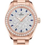 Omega Seamaster Aqua Terra 150M Co-Axial Master Chronometer Watch – 34 mm Sedna Gold Case – Diamond-Set Bezel – Radiant Diamond Dial – 220.55.34.20.99.002