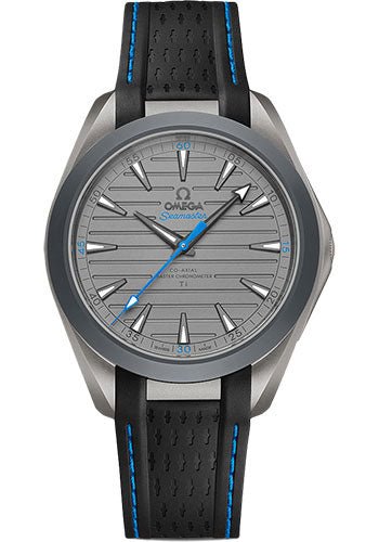 Omega Seamaster Aqua Terra 150M Omega Co-Axial Master Chronometer “Ultra Light” – 41 mm Titanium Case – Titanium Dial – Black And Blue Rubber Strap – 220.92.41.21.06.002