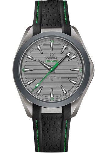 Omega Seamaster Aqua Terra 150M Omega Co-Axial Master Chronometer “Ultra Light” – 41 mm Titanium Case – Titanium Dial – Black And Green Rubber Strap – 220.92.41.21.06.003
