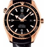 Omega Seamaster Planet Ocean Big Size Watch – 45.5 mm Red Gold Case – Unidirectional Bezel – Black Dial – Black Leather Strap – 222.63.46.20.01.001