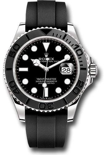 Rolex White Gold Yacht-Master 42 Watch – Black Dial – Oysterflex Strap – 226659