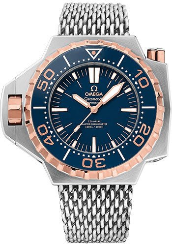 Omega Seamaster Ploprof 1200M Omega Co-Axial Master Chronometer – 55 x 48 mm Titanium And Sedna Gold Case – Blue Lacquered Dial – Titanium Bracelet – 227.60.55.21.03.001