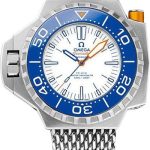 Omega Seamaster Ploprof 1200M Co-Axial Master Chronometer Watch – 55 x 48 mm Titanium Case – Bi-Directional Bezel – White Dial – An Additional Electric Blue Rubber Strap – 227.90.55.21.04.001
