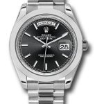 Rolex 950 Platinum Day-Date 40 Watch – Smooth Bezel – Black Index Dial – President Bracelet – 228206
