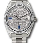 Rolex White Gold Day-Date 40 Watch – Fluted Bezel – Diamond Paved Baguette Diamond Dial – President Bracelet – 228239 dp7d2sp