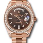 Rolex Everose Gold Day-Date 40 Watch – Everose Gold Bezel – Chocolate Baguette Diamond Dial – President Bracelet – 228345RBR chobdp