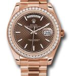 Rolex Everose Gold Day-Date 40 Watch – Everose Gold Bezel – Chocolate Diagonal Motif Index Dial – President Bracelet – 228345RBR chodmip