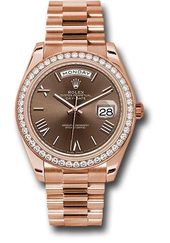 Rolex Everose Gold Day-Date 40 Watch – Everose Gold Bezel – Chocolate Bevelled Roman Dial – President Bracelet – 228345RBR chorp