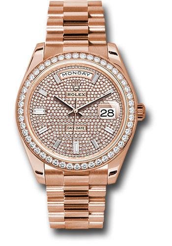 Rolex Everose Gold Day-Date 40 Watch – Everose Gold Bezel – Diamond Paved Dial – President Bracelet – 228345RBR dpbdp