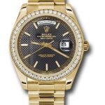 Rolex Yellow Gold Day-Date 40 Watch – Bezel – Black Diagonal Motif Index Dial – President Bracelet – 228348RBR bkdmip