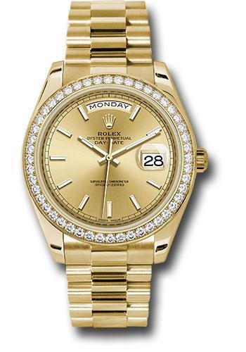 Rolex Yellow Gold Day-Date 40 Watch – Bezel – Champagne Index Dial – President Bracelet – 228348RBR