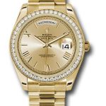 Rolex Yellow Gold Day-Date 40 Watch – Bezel – Champagne Bevelled Roman Dial – President Bracelet – 228348RBR