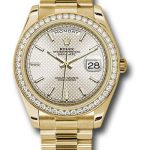 Rolex Yellow Gold Day-Date 40 Watch – Bezel – Silver Diagonal Motif Index Dial – President Bracelet – 228348RBR sdmip