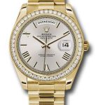 Rolex Yellow Gold Day-Date 40 Watch – Bezel – Silver Bevelled Roman Dial – President Bracelet – 228348RBR