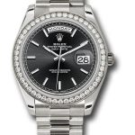 Rolex White Gold Day-Date 40 Watch – Bezel – Black Index Dial – President Bracelet – 228349RBR