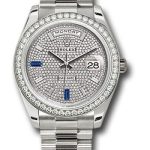 Rolex White Gold Day-Date 40 Watch – White Gold Bezel – Diamond Paved Baguette Diamond Dial – President Bracelet – 228349RBR dp7d2sp
