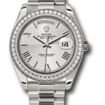 Rolex White Gold Day-Date 40 Watch – Bezel – Silver Quadrant Motif Bevelled Roman Dial – President Bracelet – 228349RBR sqmrp