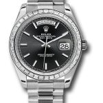 Rolex 950 Platinum Day-Date 40 Watch – Bezel – Black Index Dial – President Bracelet – 228396TBR