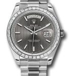 Rolex 950 Platinum Day-Date 40 Watch – Bezel – Dark Rhodium Index Dial – President Bracelet – 228396TBR drsmip