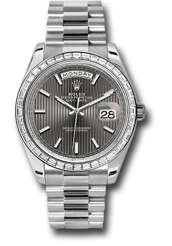 Rolex 950 Platinum Day-Date 40 Watch – Bezel – Dark Rhodium Index Dial – President Bracelet – 228396TBR drsmip