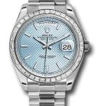 Rolex 950 Platinum Day-Date 40 Watch – Bezel – Ice Blue Diagonal Motif Index Dial – President Bracelet – 228396TBR ibdmip
