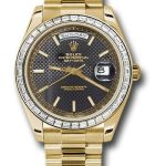 Rolex Yellow Gold Day-Date 40 Watch – Bezel – Black Diagonal Motif Index Dial – President Bracelet – 228398TBR bkdmip