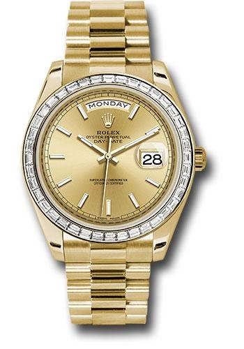 Rolex Yellow Gold Day-Date 40 Watch – Bezel – Champagne Index Dial – President Bracelet – 228398TBR