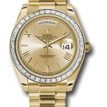 Rolex Yellow Gold Day-Date 40 Watch – Bezel – Champagne Bevelled Roman Dial – President Bracelet – 228398TBR